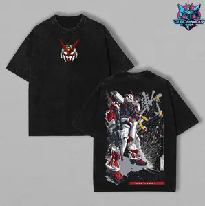 Astray Red Frame MBF-P02 Gundam SEED Double Printed Vintage Washed Tee Unisex Oversize Heavyweight Cotton T-shirt Gift For Anime Fan men gifts Solo Levelling Manga Graphic T-shirt anime merch Cowboy Inspired Unisex T-Shirt