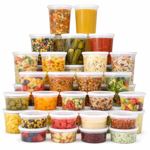AISOON 32oz Stackable Storage Bins - 50-Set Lidded Food Storage Containers, BPA-Free Leakproof Lightweight Kitchen Meal Prep Solutions, Locking Lids, Freezer-Microwave-Dishwasher Safe, Mix Sizes Compatible
