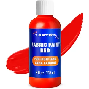 8 fl.oz Permanent Red Fabric Paint for Clothes Textile Paints for Cotton and Synthetic Fabrics, Furniture Upholstery, Shoes, Sneakers, T-Shirt, Tote Bags