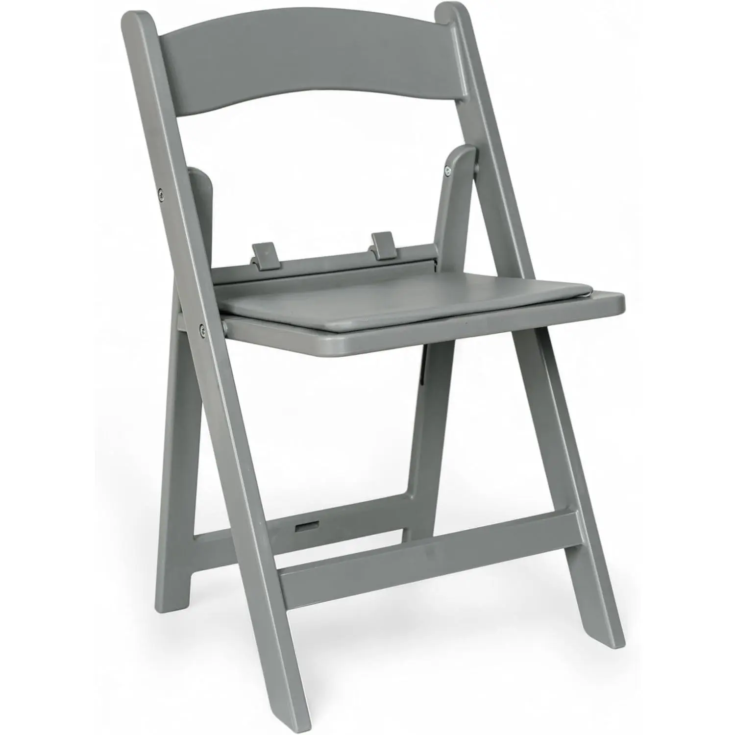 Kids Gray Resin Folding Chair with Gray Vinyl Padded Seat