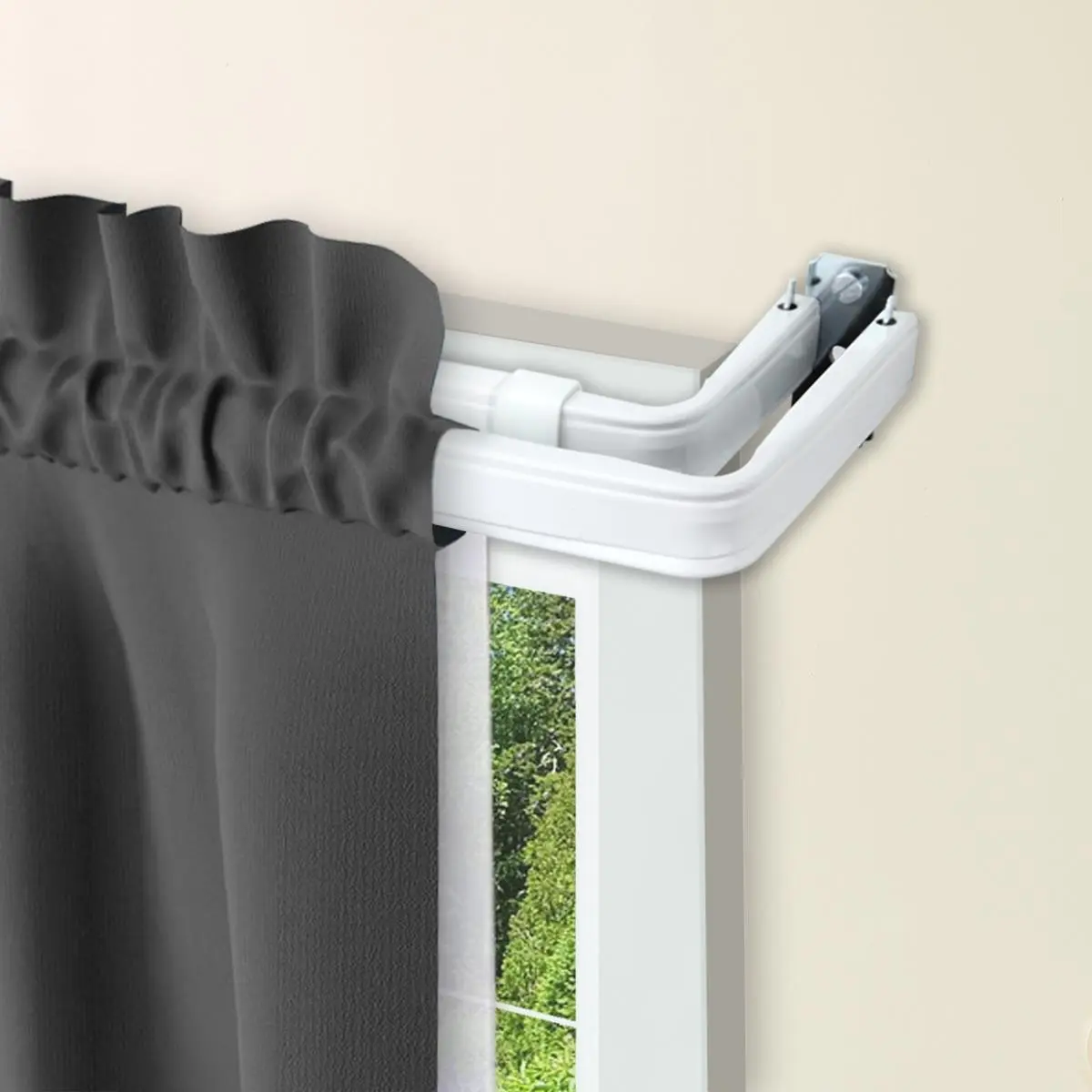 Double Locking Seam Extensible Curtain Rod - Window Mounting, Smooth Surface, Extends 28-48 in.