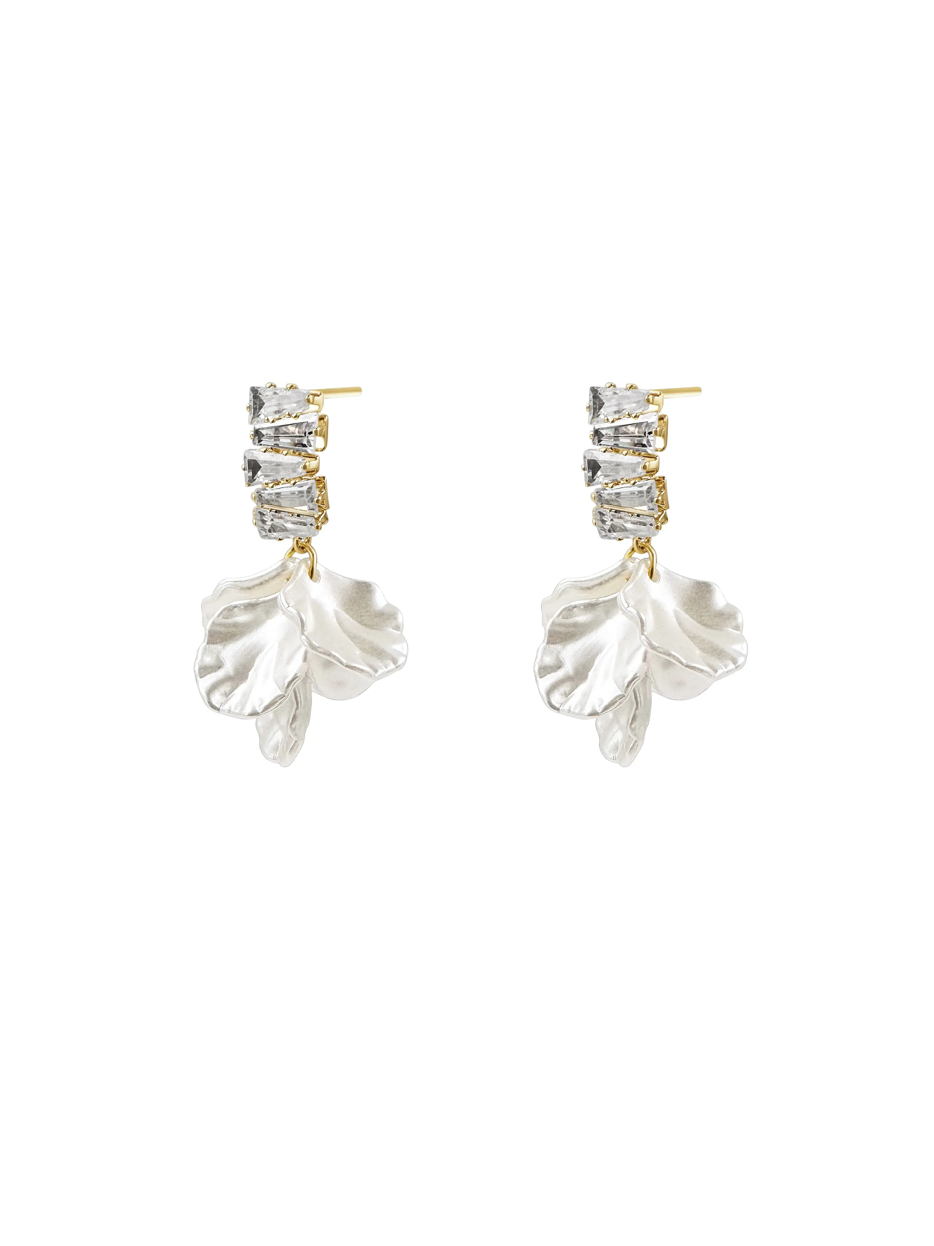 Crystal Baguette Petal Drop Earrings