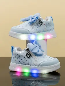Girls' Princess LED Light-Up Shoes, Soft Comfortable Classic Bow Design, Casual Butterfly Knot Sneakers for Children, Casual Trendy Trainers