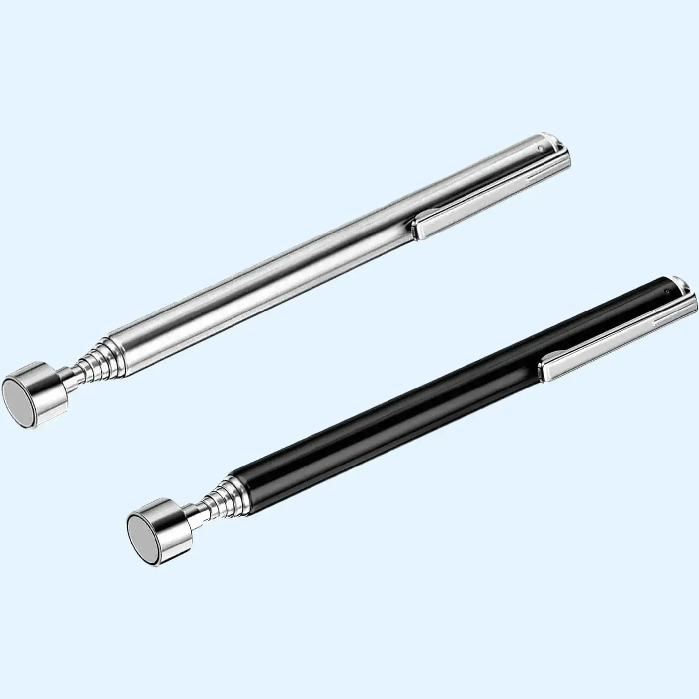 2 Pieces Magnetic Telescoping Pick-Up Tool with Pocket Clip 3 Lb Extendable Magnetic Grabber Reacher Tools 25 Inch Flexible Magnet Retrieval Stick Gadget Suitable Gifts for Men