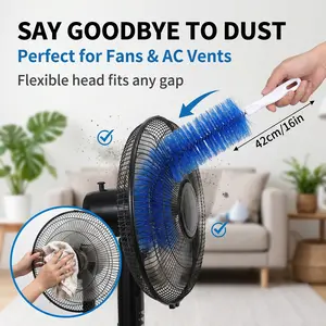 Plastic Bendable Fan Cleaner Brush, Reusable Flexible Household Cleaning Tool with Washable Bristles, No-Disassembly Lightweight Duster for Ceiling Fans, Air Vents