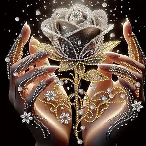 1PC 5D-DIY Rose Theme Painting Pattern Irregular Shape Crystal Diamond Painting Kit. Holiday gifts, birthday gifts for lovers, decorative diamond painting art kit for indoor walls and desktops. Optional photo frame