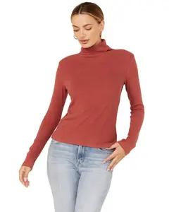 Miss Me Women's Women'S Lightweight Layering Turtleneck Top - Mt2986l-Red