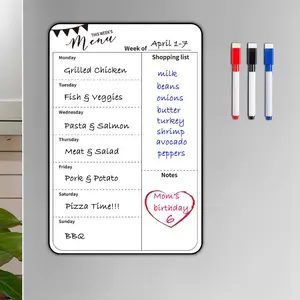 Magnetic Fridge Whiteboard, 1 Count Weekly Menu Board with 3 Counts Marker Pen, Fridge Magnet for Home Kitchen, Home Decor