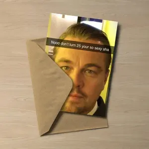 [Sale off up to 55%][Free Ship] Leonardo DiCaprio 25th Birthday Card _ Funny DiCaprio Meme