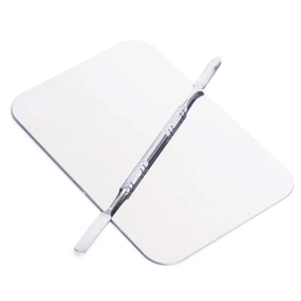 Stainless Steel Cosmetic Makeup Palette, Professional Cosmetic Mixing Makeup Palette Spatula Makeup Artist Tool, Beauty Salon Color Cream Mixing Palette With A Spatula Makeup Nail Art Palette