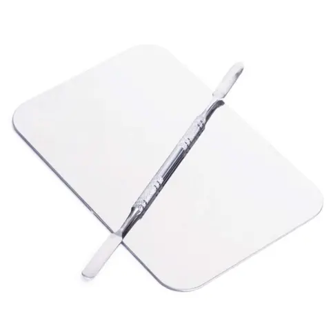 Stainless Steel Cosmetic Makeup Palette, Professional Cosmetic Mixing Makeup Palette Spatula Makeup Artist Tool, Beauty Salon Color Cream Mixing Palette With A Spatula Makeup Nail Art Palette