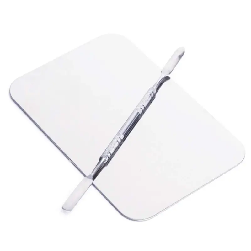 Stainless Steel Cosmetic Makeup Palette, Professional Cosmetic Mixing Makeup Palette Spatula Makeup Artist Tool, Beauty Salon Color Cream Mixing Palette With A Spatula Makeup Nail Art Palette