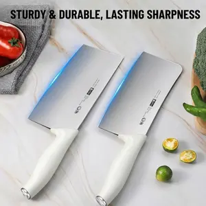 2-Piece Kitchen Knife Set - Stainless Steel Meat Cleaver & Heavy Duty Bone Chopper Ultra Sharp Slicing Chef Knives for Kitchen Cooking