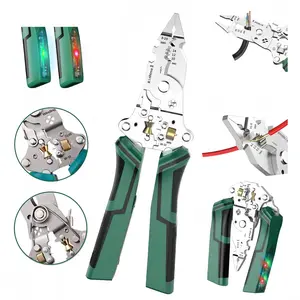 [FathersDayGift] SEEVOLX 14 in 1 Wire Stripper Twister for Cutting and Pulling Wires, Voltage Tester Pliers,Cable Scissors, 12V to 250V Live,Null,Hot Wire Judgment AC DC, Audible and Flashing LED Alarms garage use