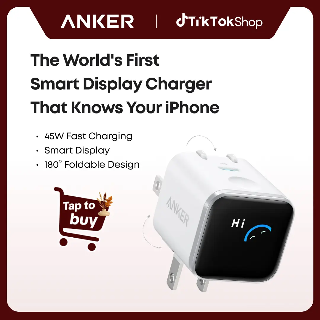 Anker 45W Fast Charging USB-C Charger with LED Display - Safe, Compact Type B Power Adapter for iPhone 17/16/15 Series, MacBook, Smartphone, Cellphone, Mobile Phone Accessories (Father's Day Gift)
