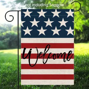 1pc 60x96inch Welcome July 4th Garden Flag Double-Sided Patriotic Stars and Stripes Small Yard Flag Independence Day Summer Farmhouse Holiday Outdoor No Flagpole