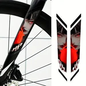 2 Piece Anime Eye Bike Frame Sticker - JDM Style PVC Waterproof UV Resistant Vinyl Decorative Sticker Decals for Road Bike and Mountain Bike Pipe Decorative Accessories