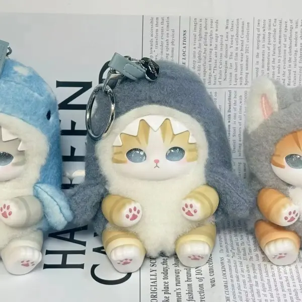 new Mofusand Vinyl Series Toys Shark Cat Surprised Box Toy Ornaments For Kids birthday girl Gift Pendant replica yelakey jesus plush stuffed animals