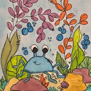 Doodle Journal/Notebook Lined. Blue crab.