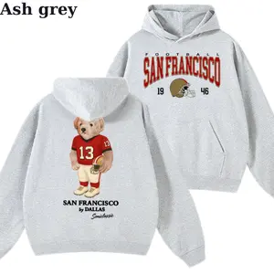 49er s Apparel, Teddy Bear San Francisco Football Hoodie, Vintage San Francisco Team Hoodie, Forty Niners Hoodie, Teddy Bear Forty Niners Fan Apparel, Classic San Francisco Fan Pullover, San Francisco Football Supporter Gift, Game Day Streetwear Hoodie