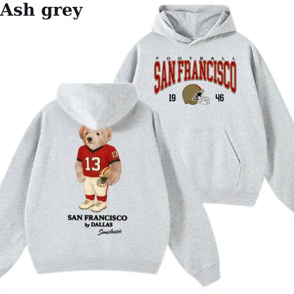 49er s Apparel, Teddy Bear San Francisco Football Hoodie, Vintage San Francisco Team Hoodie, Forty Niners Hoodie, Teddy Bear Forty Niners Fan Apparel, Classic San Francisco Fan Pullover, San Francisco Football Supporter Gift, Game Day Streetwear Hoodie