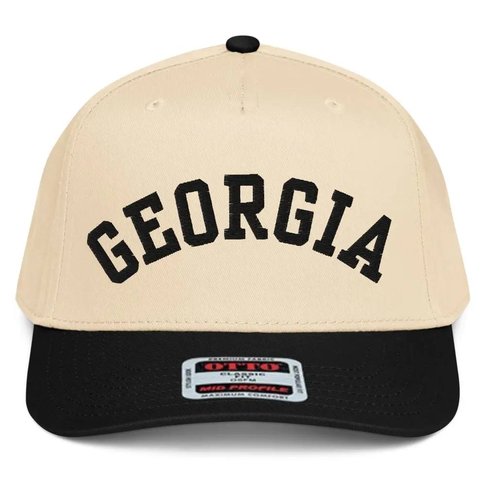 RIVEMUG NX1 Georgia Embroidered 2 Tone Hat Mid Crown Curved Bill Snapback Cap for Men and Women