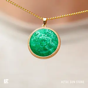 Aztec Sun Stone Men’s Necklace 18k Gold