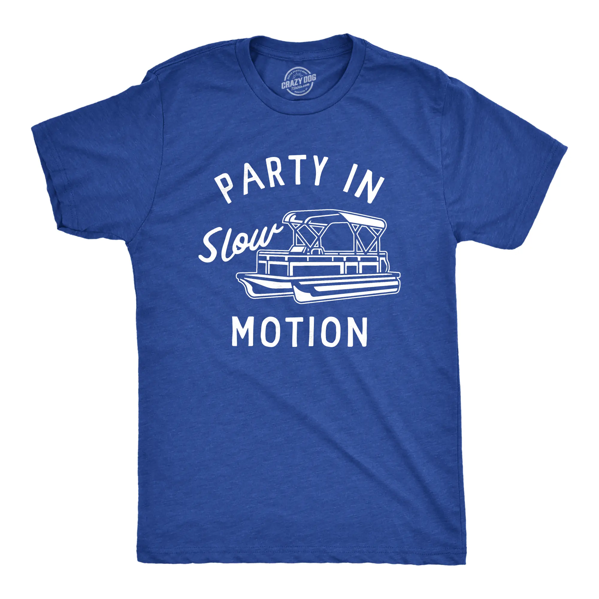 Mens Party In Slow Motion T Shirt Funny Pontoon Boat Partying Tee for Guys Mens Funny T Shirts Cool Vintage Fashion T-Shirt Gift Classic Menswear Funny Sarcastic Short Sleeve Novelty Tees for Guys Royal -