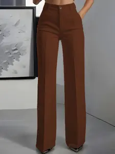 Women's High-Waisted Straight Leg Suit Pants, Elegant Business Casual Style, Comfortable and Versatile, Perfect for Office Wear