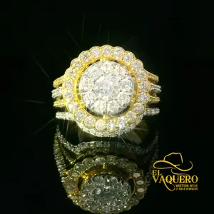 14K Gold Double Halo Natural Diamond Cluster Ring