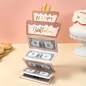 Birthday Card with Envelope, Money Card, Foldable Greeting Card, Birthday Celebration Supplies, Unique Party Gift