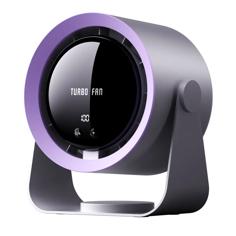 Rechargeable USB Desk Fan with Digital Display, 5-Speed Ultra Quiet Table Fan, 90° Manual Tilt & Hangable Fan for Bedroom, Kitchen, Camping, Office，Living Room