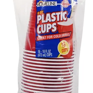 Homeline Plastic Cups 16 oz Great for Cold Drinks 16 Cups 473 mL Cups Ideal for Parties and Events Drinking