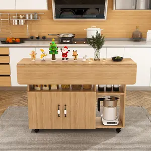 Space-Saving 47 Inch Folding Table with Wheels & Storage Layer, Multi Functional Foldable Work Dining Desk for Small Apartment, Dorm, Kitchen and Office Use
