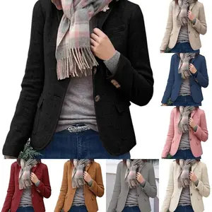 Women's Casual Blazers Long Sleeve Lapel Open Front Work Office Bussiness Wool Blazer Jacket