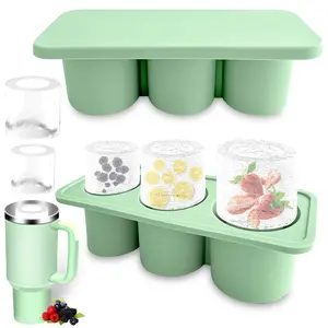 Ice Cube Tray for Tumbler Cup, Silicone Cylinder Ice Mold with Lid and Bin for Freezer, BPA-Free Easy Fill and Release Ice Maker for Whiskey