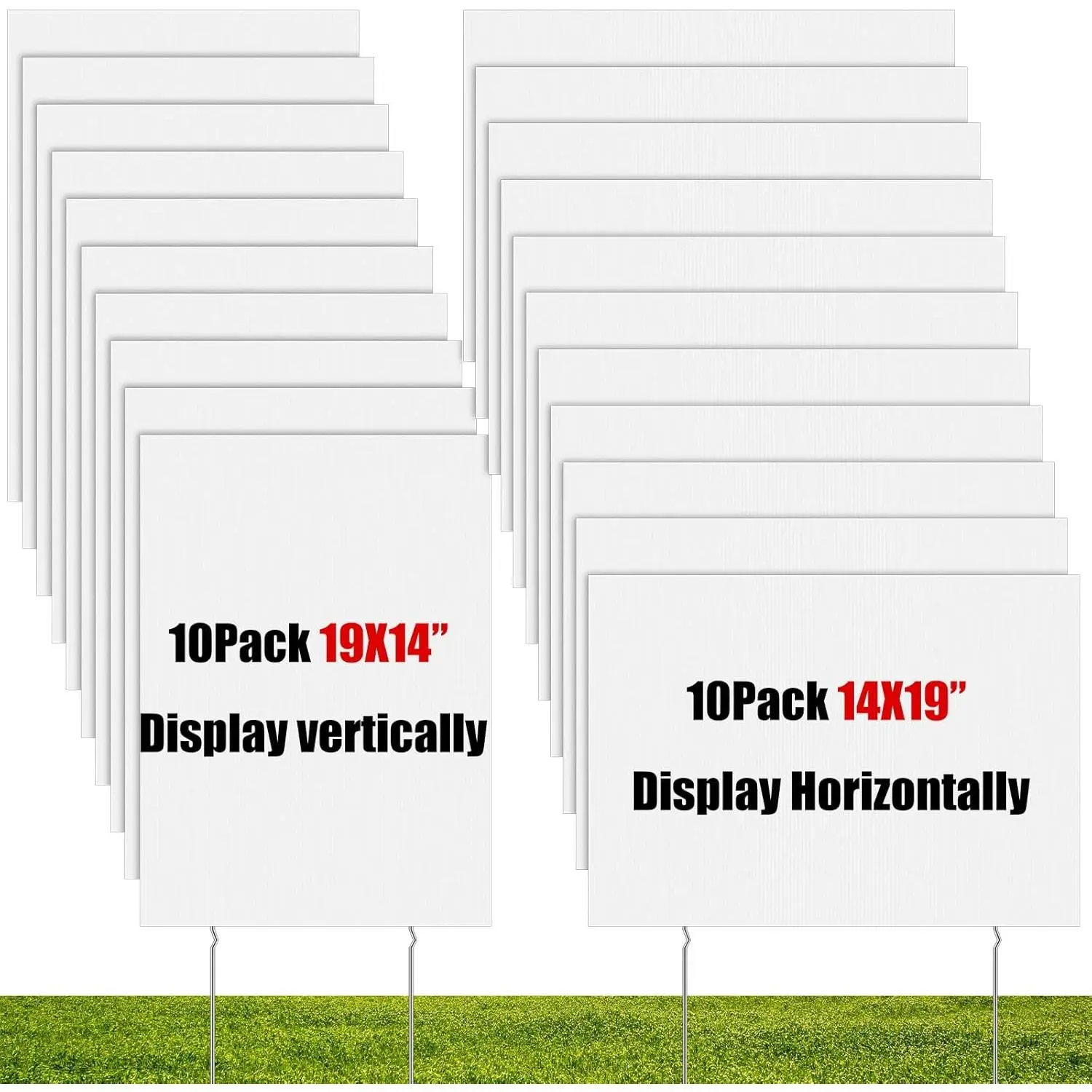 20 Pack Blank Yard Signs with Stakes Plastic Yard Lawn Sign Double Sided Corrugated Plastic Garage  Signs with Stakes for Rent Sign for Party Lawn Yard (White, 19 x 14 Inch)