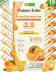 Nature Echo® High Sodium Zero Sugar Electrolytes Powder Packets, 1000mg Sodium Supplement Electrolyte Salt, Oral Rehydration Salts for Fitness Fans, Athletes, Rock Climber, Outdoor Worker, Marathoner