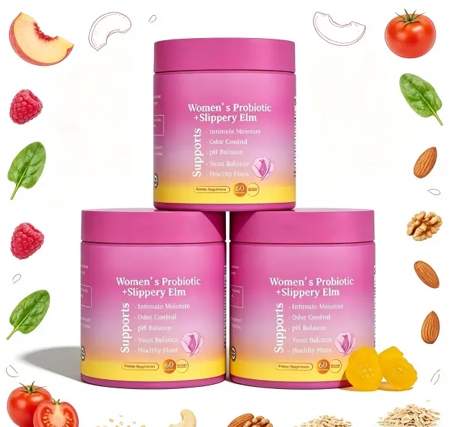 Premium Her Juicy Feminine Probiotic Gummies Hawaiian Pineapple Flavor 120ct, Slippery Elm Complex for Women’s pH Balance, Gut & Immune System Support