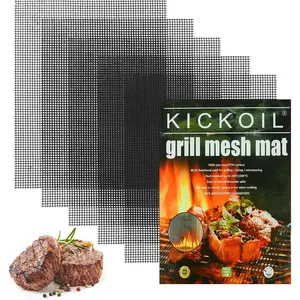 Reusable Non-Stick 5PCS Grill Mesh Mat Set XL 15.75 x 13 Inch Black BBQ Grill Accessories for Outdoor Smoker Charcoal Gas Electric Grill for Grilling Vegetables Fish