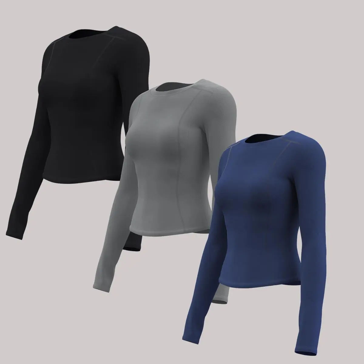 Women's Long Sleeve Slim Fit Compression Shirt, Breathable Quick-Dry Workout Top with Stretch for Gym Yoga and Running, Fitness Apparel, Activewear Clothes, Athletic Compression Shirts, Plus Size, Elastane, Activewear Running, Crew Neck, Fitted, Navy, Str