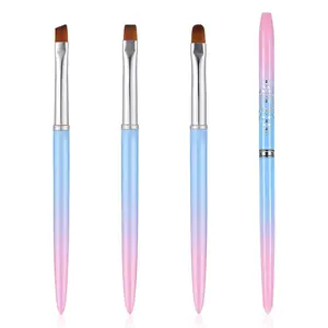 Nail Clean Up Brush, 3 Pcs Flat & Angled & Oval Nails Brushes Gradient Handle Nail Polish Remover Brush for Cleaning Gel Polish Mistakes On Cuticles Nails Art Design Painting and DIY Tools