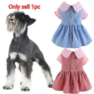 Floral Babydoll Dress Pet Clothes Teddy Bichon Pomeranian Schnauzer Vip Yorkshire Dog Cat Apparel, Cute Summer