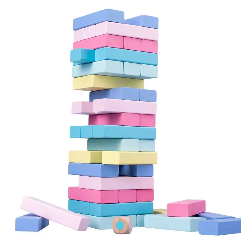 Wooden Stacking Tumbling Tower Game, 51pcs Numbered Blocks/Colorful Blocks, Interactive Family Party & Educational Balance Toy, Stocking Stuffers & Birthday Gifts for Kids Ages 3+