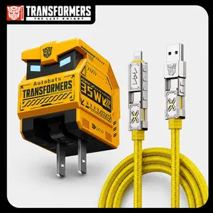TRANSFORMERS 35W GaN USB-C Fast Charger Bundle with 4-in-1 Charging Cable, PD 3.0 Compact Wall Charger Block for iPhone 17/17 Pro/17 Pro Max, iPad Pro, Samsung and USB-C Devices, US Plug