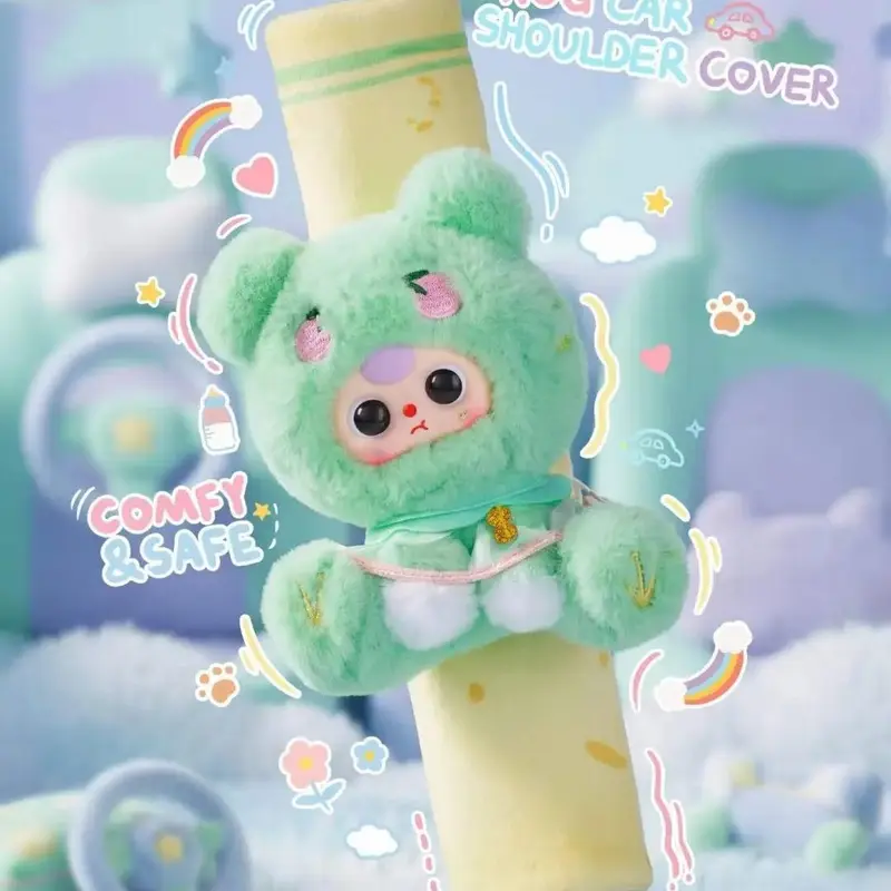 BabyThree Brand-New Car Seat Belt Decorative Cap Plush Toy Set, Kawaii Stuffed Animals, Soft Stuffed Animal, Cute Stuffies, Plushies for Car Interior Decoration Collectibles