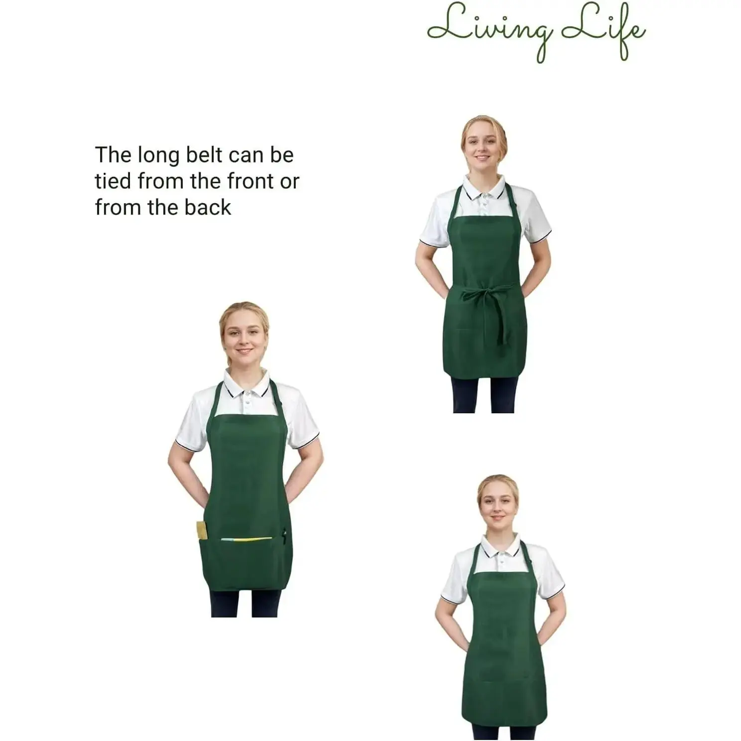 Adjustable  Aprons with 3 Pockets for Men Women, Server Apron for Kitchen Cooking Gardening Restaurant
