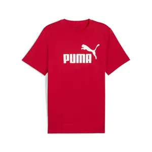 PUMA Mens Essentials Logo Crew Neck Short Sleeve Casual Tops Casual - Red