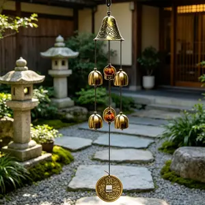 Large Outdoor Lucky Wind Chime, Auspicious Symbol, Hanging Home & Garden Decoration, Outdoor Garden Accessories, Copper Ornament, Perfect Gift Idea