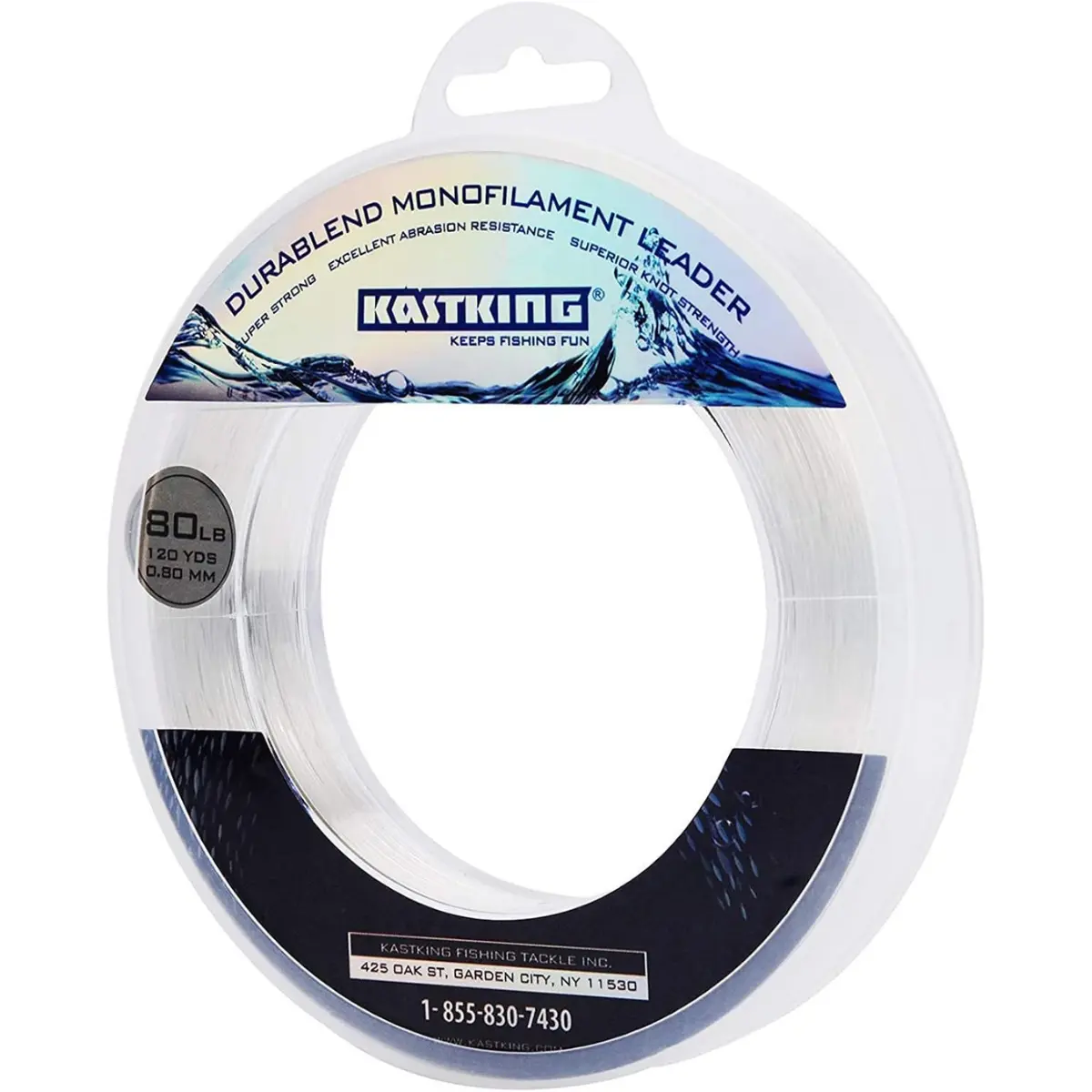 Kastking DuraBlend Monofilament Fishing Leader, Premium Saltwater Big Game Line - 120yd Multi-Size Spool, Low Stretch, Soft Flexibility, Abrasion Resistant, Tangle-Free